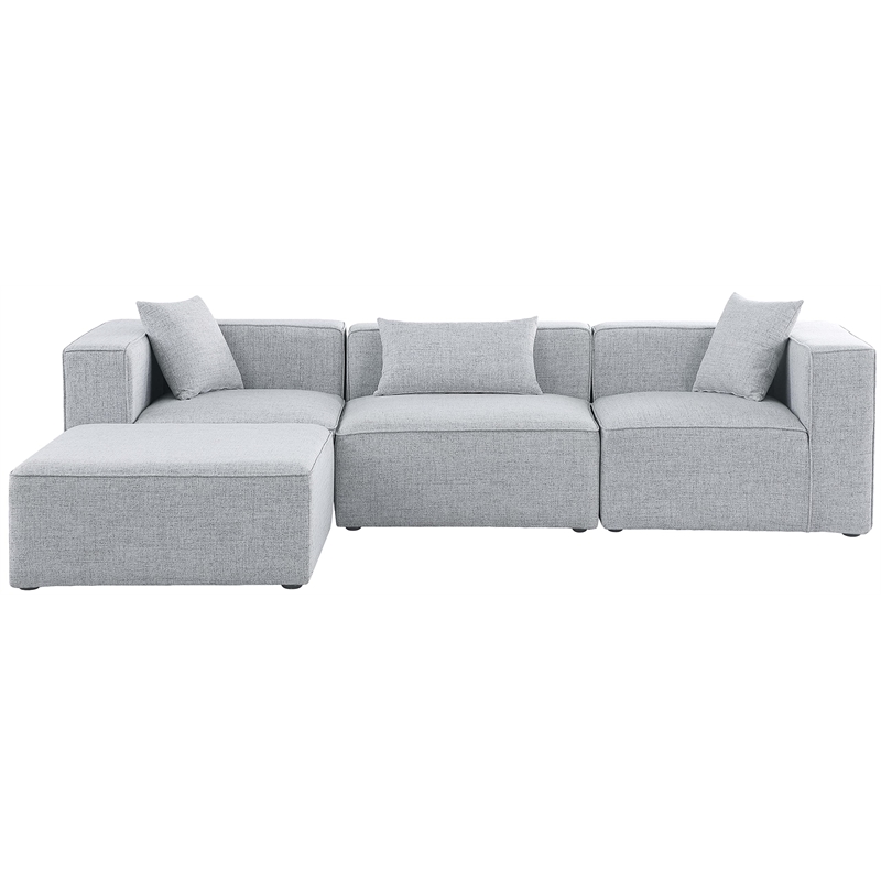 Meridian Furniture Cube Grey Durable Linen Modular Sectional