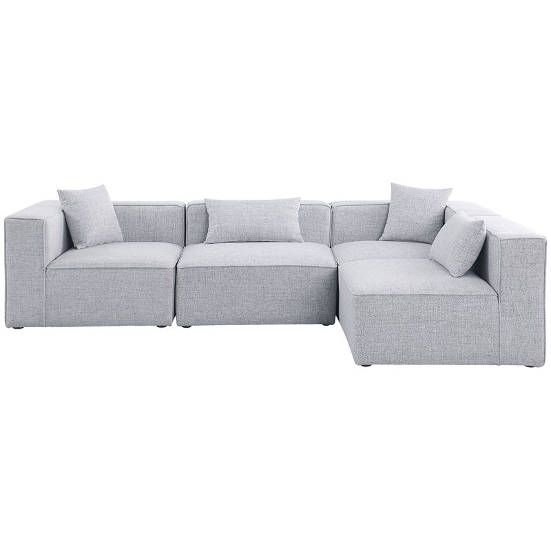 Meridian Furniture Cube Grey Durable Linen Modular Sectional