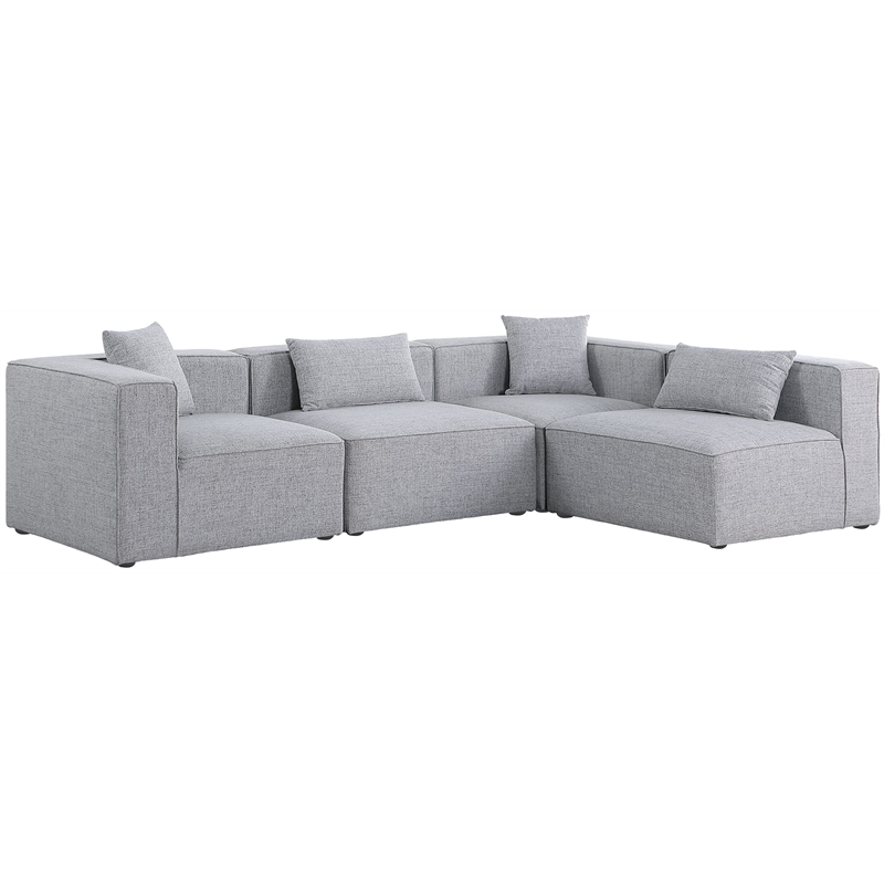 Meridian Furniture Cube Grey Durable Linen Modular Sectional