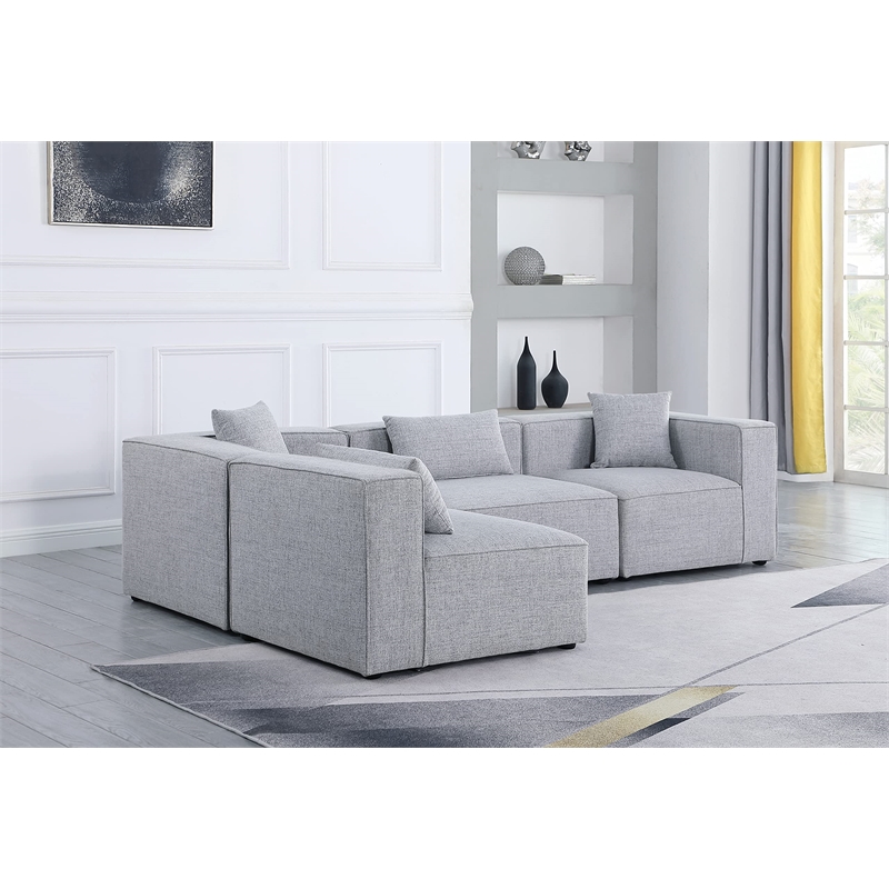 Meridian Furniture Cube Grey Durable Linen Modular Sectional