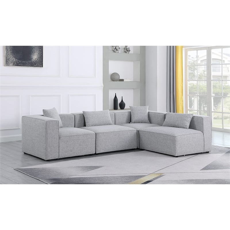 Meridian Furniture Cube Grey Durable Linen Modular Sectional