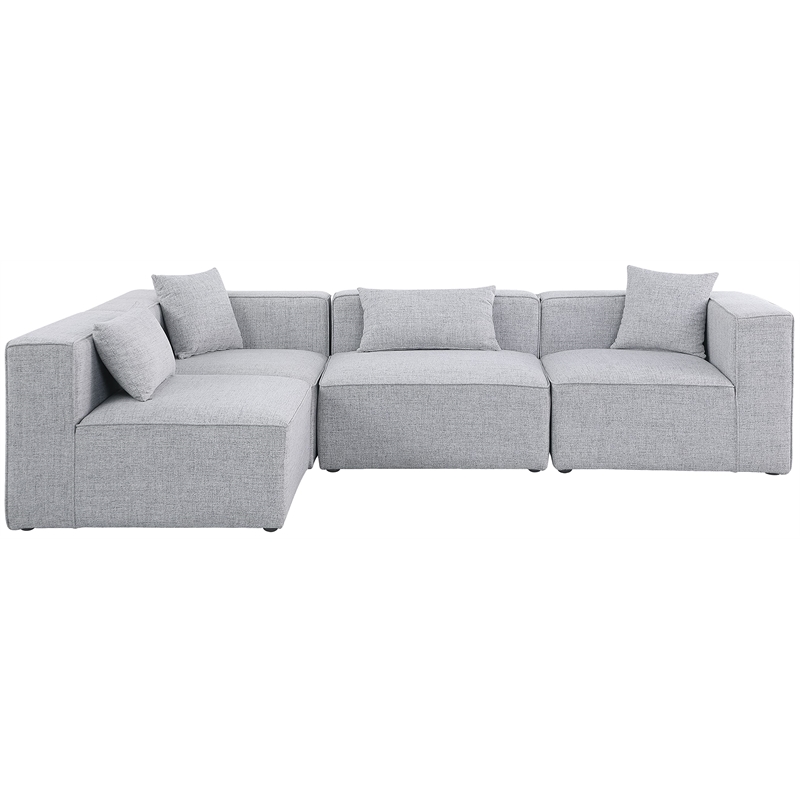 Meridian Furniture Cube Grey Durable Linen Modular Sectional