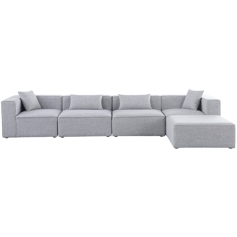 Meridian Furniture Cube Grey Durable Linen Modular Sectional