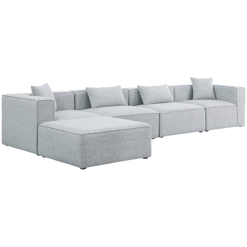 Meridian Furniture Cube Grey Durable Linen Modular Sectional