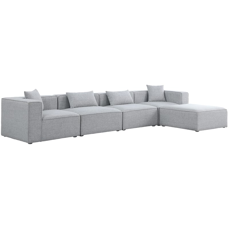 Meridian Furniture Cube Grey Durable Linen Modular Sectional