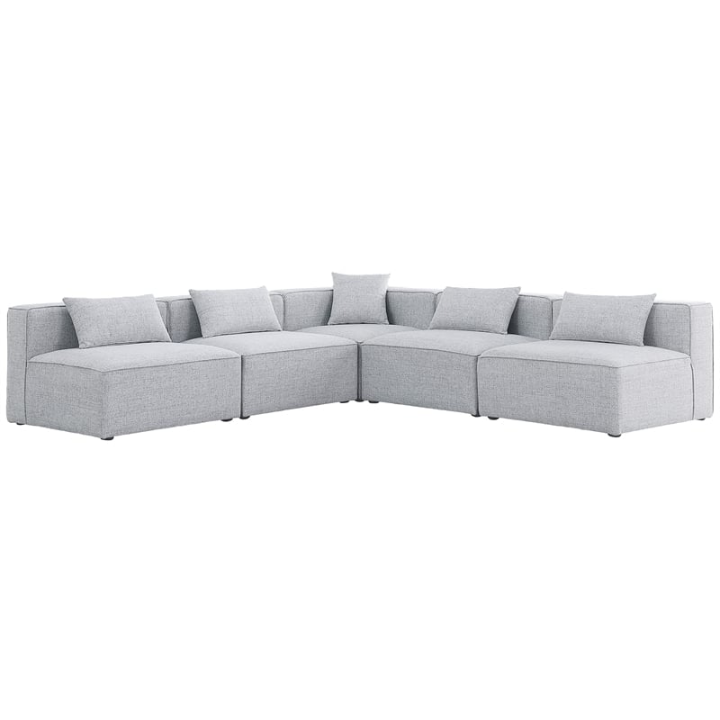 Meridian Furniture Cube Grey Durable Linen Modular Sectional