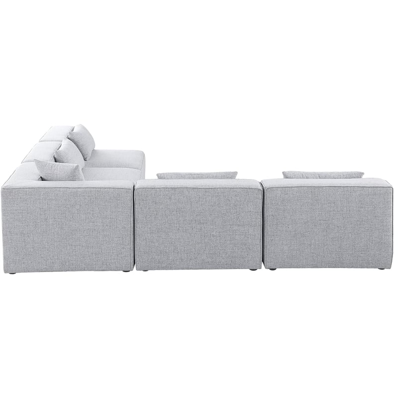 Meridian Furniture Cube Grey Durable Linen Modular Sectional