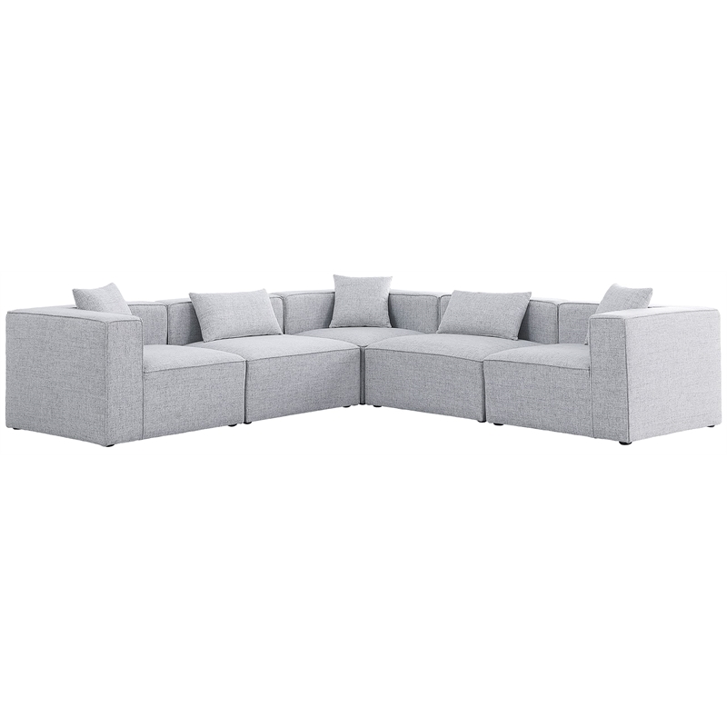 Meridian Furniture Cube Grey Durable Linen Modular Sectional