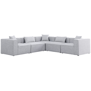Meridian Furniture Cube Grey Durable Linen Modular Sectional