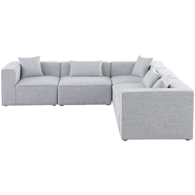 Meridian Furniture Cube Grey Durable Linen Modular Sectional