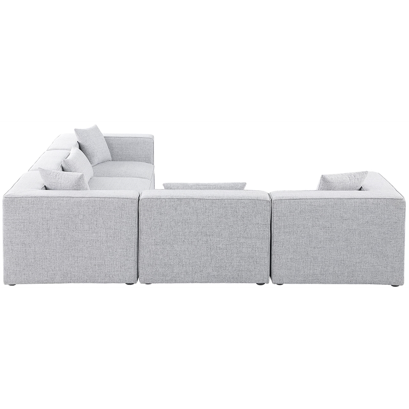 Meridian Furniture Cube Grey Durable Linen Modular Sectional