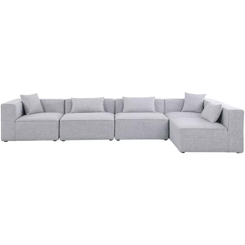 Meridian Furniture Cube Grey Durable Linen Modular Sectional