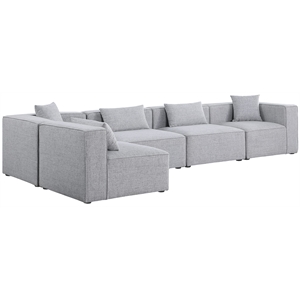 Meridian Furniture Cube Grey Durable Linen Modular Sectional