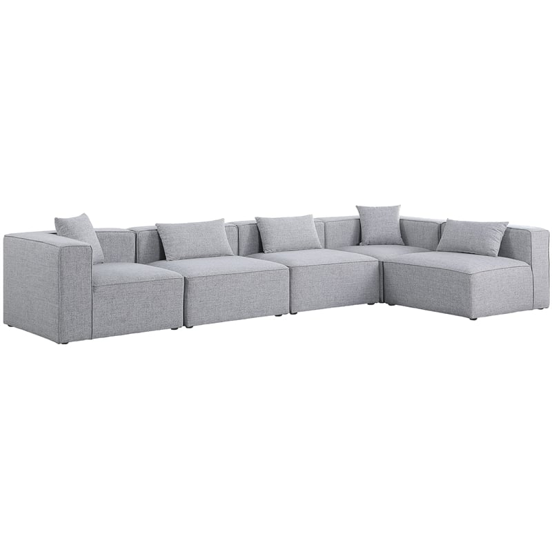 Meridian Furniture Cube Grey Durable Linen Modular Sectional