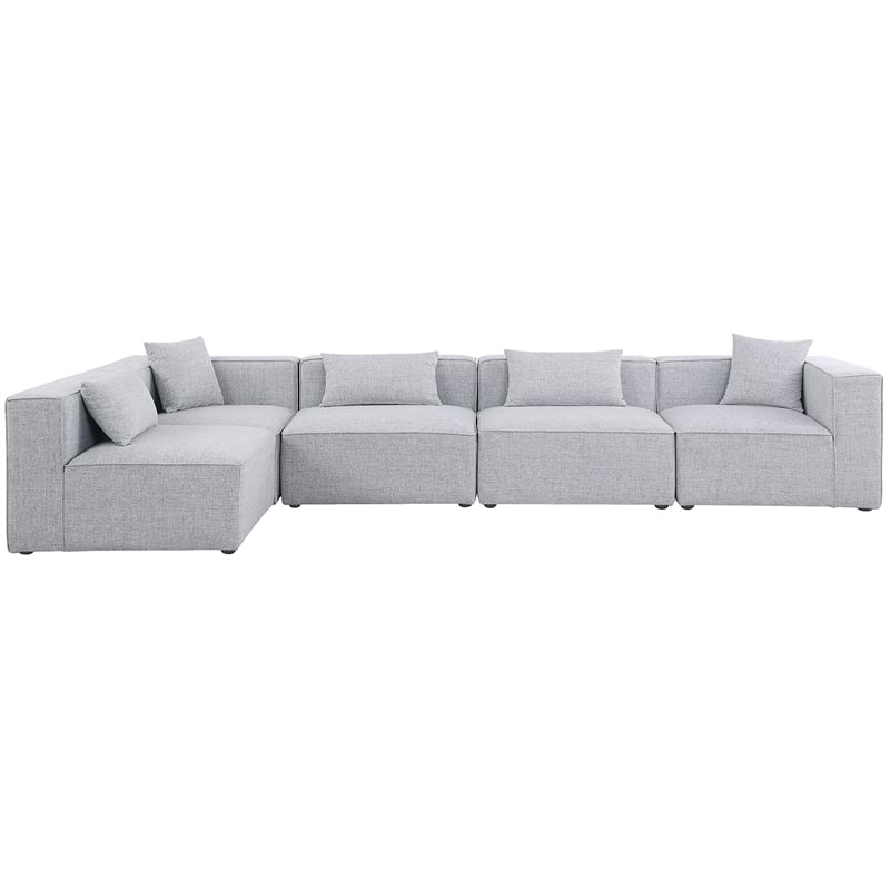 Meridian Furniture Cube Grey Durable Linen Modular Sectional