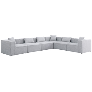 Meridian Furniture Cube Grey Durable Linen Modular Sectional
