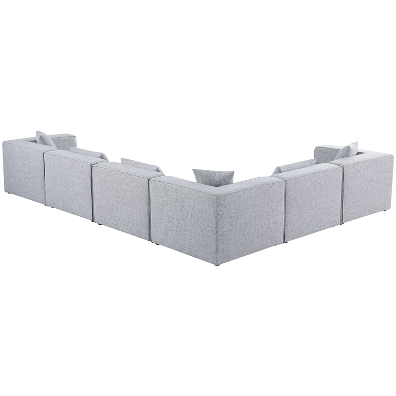Meridian Furniture Cube Grey Durable Linen Modular Sectional