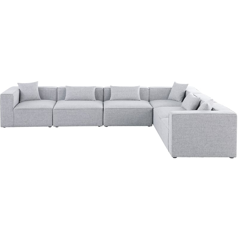 Meridian Furniture Cube Grey Durable Linen Modular Sectional
