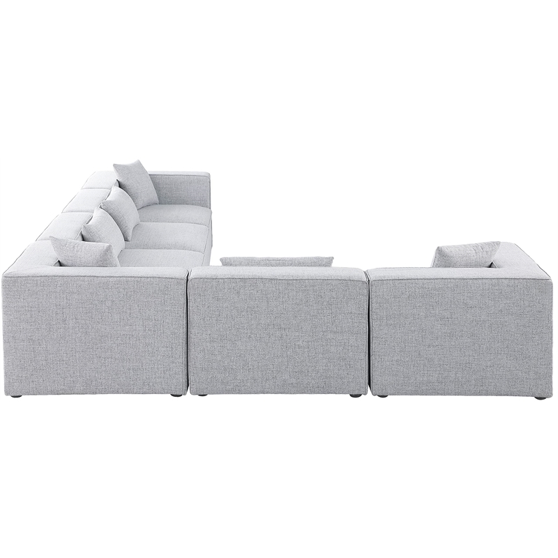 Meridian Furniture Cube Grey Durable Linen Modular Sectional