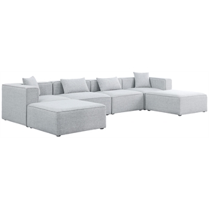 Meridian Furniture Cube Grey Durable Linen Modular Sectional