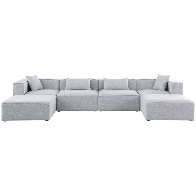 Meridian Furniture Cube Grey Durable Linen Modular Sectional