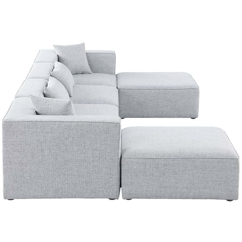 Meridian Furniture Cube Grey Durable Linen Modular Sectional