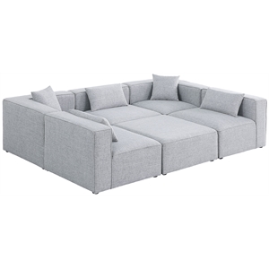 Meridian Furniture Cube Grey Durable Linen Modular Sectional