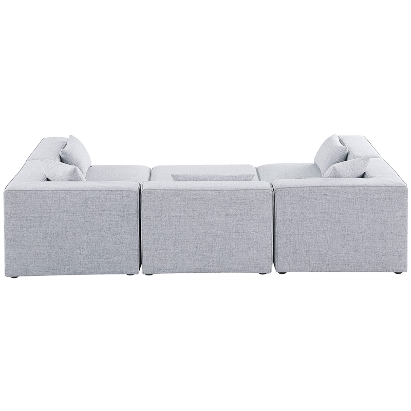 Meridian Furniture Cube Grey Durable Linen Modular Sectional
