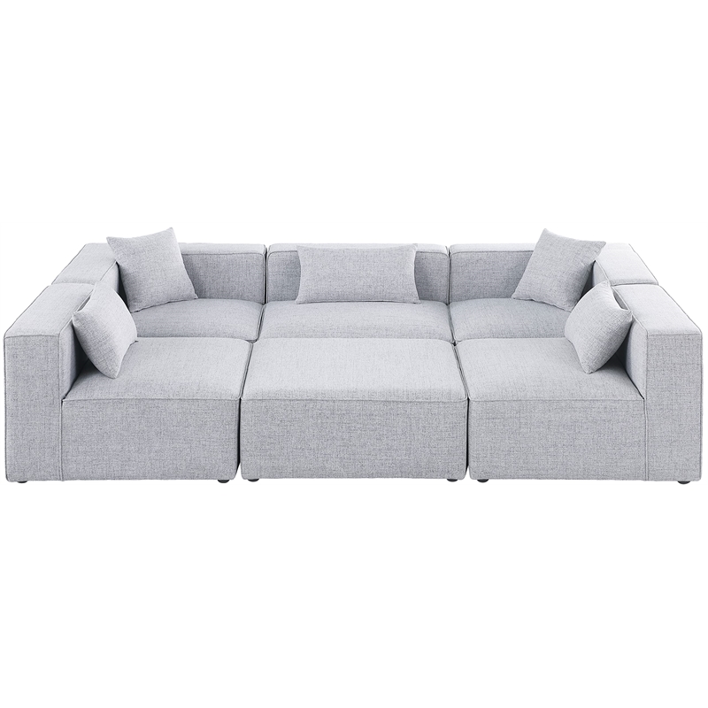 Meridian Furniture Cube Grey Durable Linen Modular Sectional
