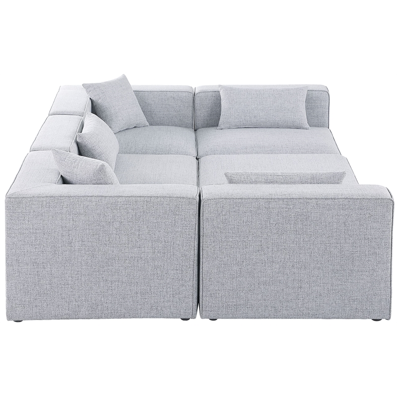 Meridian Furniture Cube Grey Durable Linen Modular Sectional