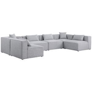 Meridian Furniture Cube Grey Durable Linen Modular Sectional