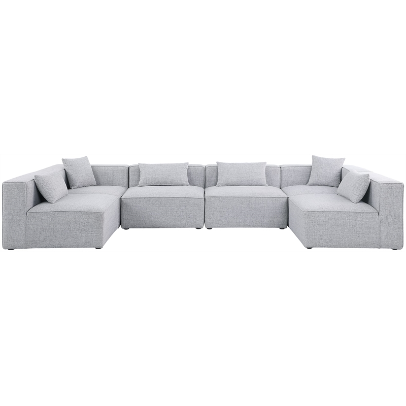 Meridian Furniture Cube Grey Durable Linen Modular Sectional