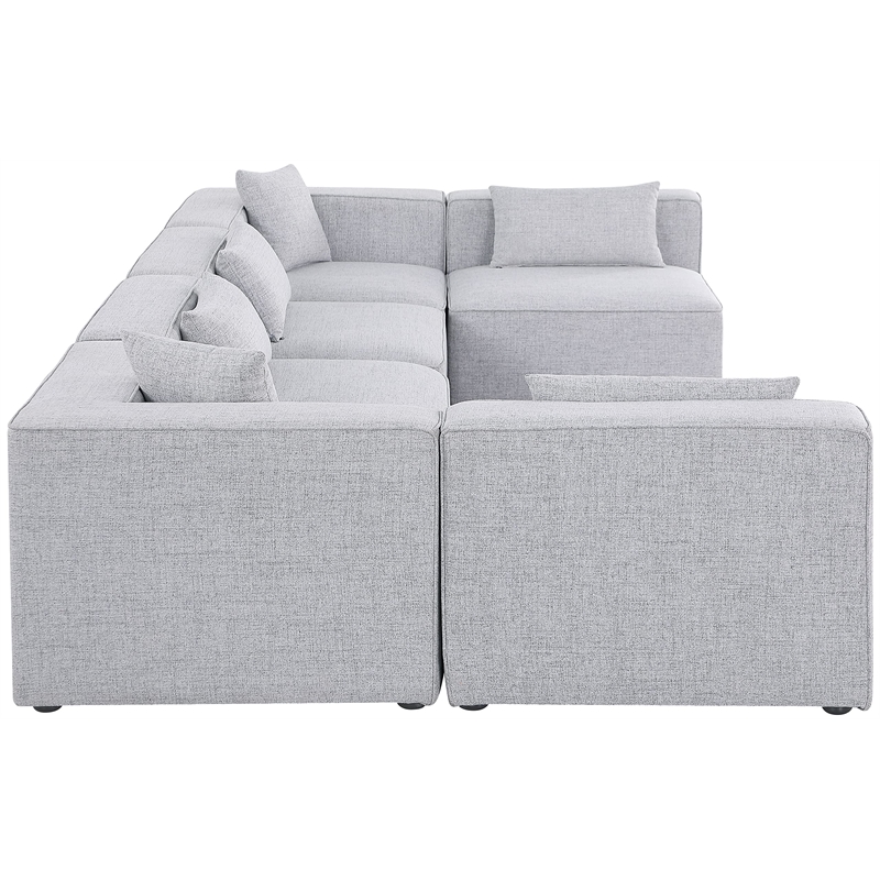Meridian Furniture Cube Grey Durable Linen Modular Sectional
