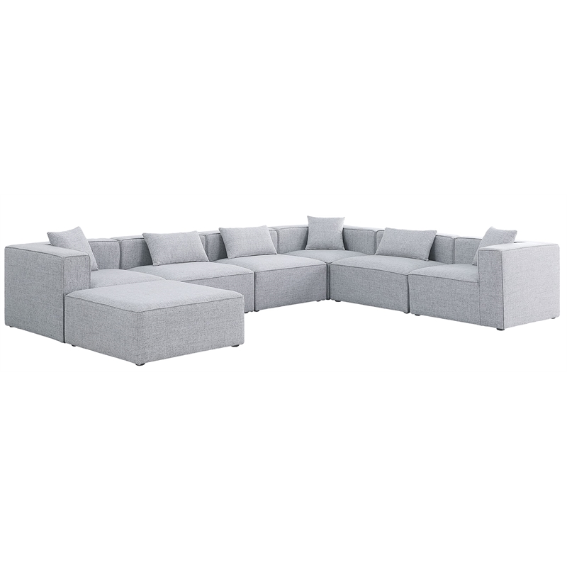 Meridian Furniture Cube Grey Durable Linen Modular Sectional