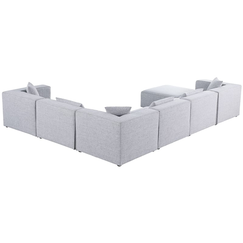 Meridian Furniture Cube Grey Durable Linen Modular Sectional
