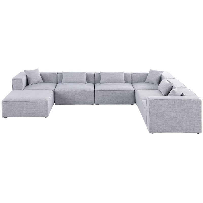Meridian Furniture Cube Grey Durable Linen Modular Sectional