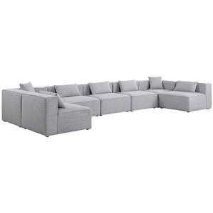 Meridian Furniture Cube Grey Durable Linen Modular Sectional