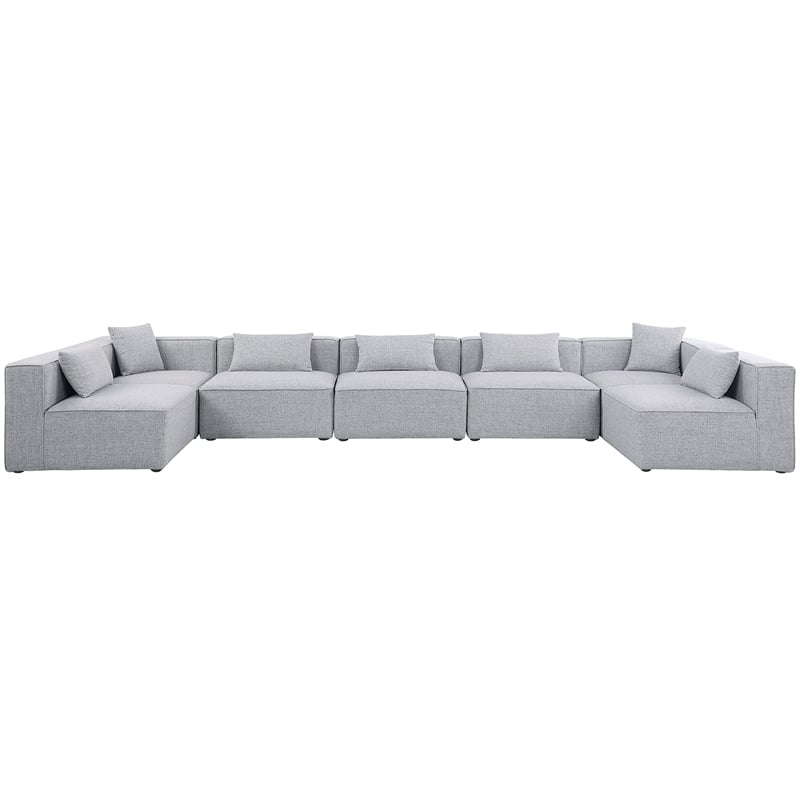 Meridian Furniture Cube Grey Durable Linen Modular Sectional