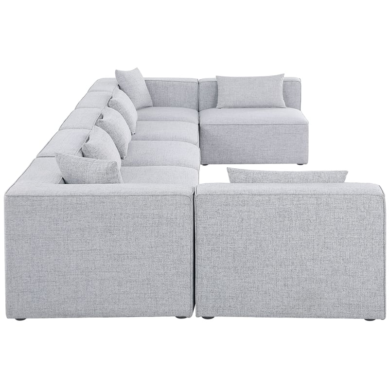 Meridian Furniture Cube Grey Durable Linen Modular Sectional