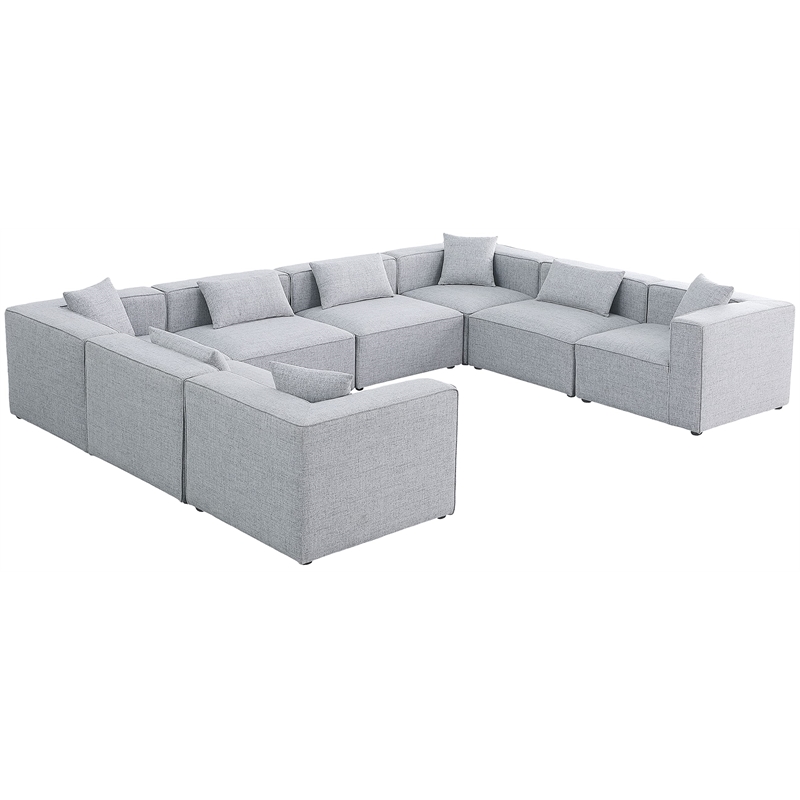 Meridian Furniture Cube Grey Durable Linen Modular Sectional