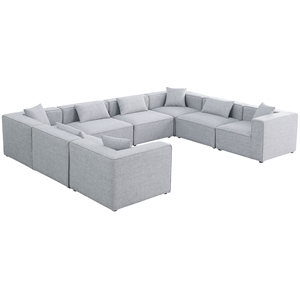 Meridian Furniture Cube Grey Durable Linen Modular Sectional