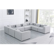 Meridian Furniture Cube Grey Durable Linen Modular Sectional