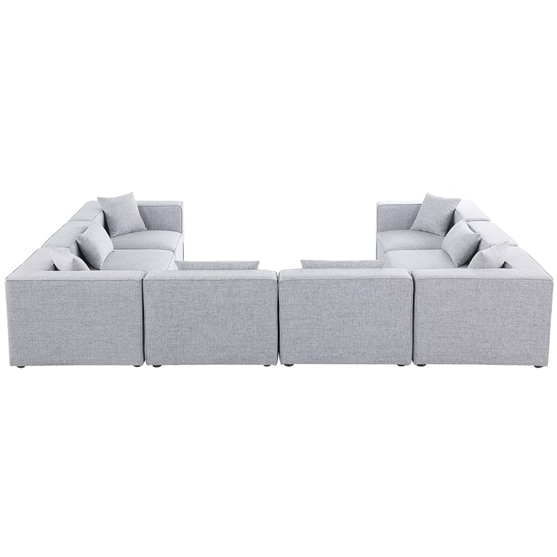 Meridian Furniture Cube Grey Durable Linen Modular Sectional