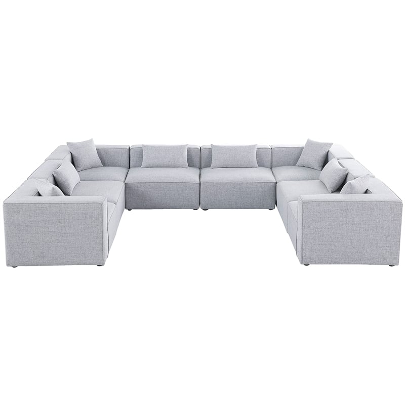 Meridian Furniture Cube Grey Durable Linen Modular Sectional