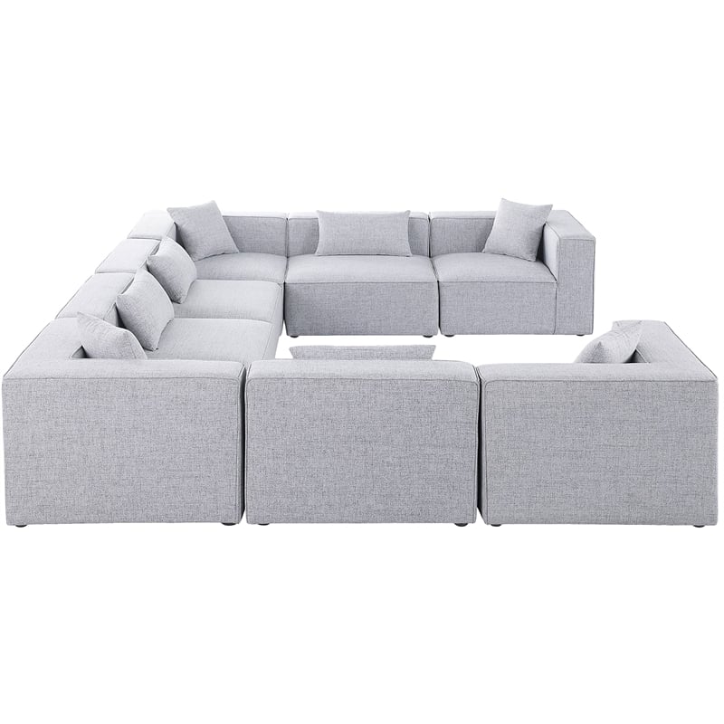 Meridian Furniture Cube Grey Durable Linen Modular Sectional