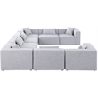 Meridian Furniture Cube Grey Durable Linen Modular Sectional
