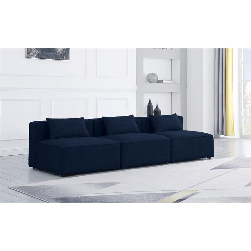 Meridian Furniture Cube Navy Durable Linen Modular Sofa