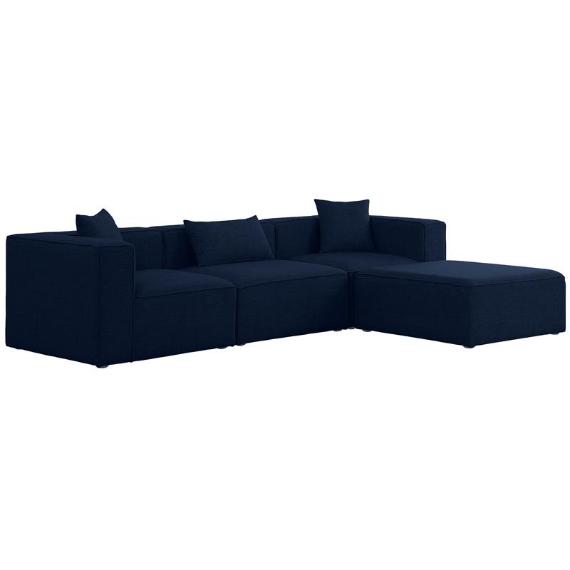 Meridian Furniture Cube Navy Durable Linen Modular Sectional