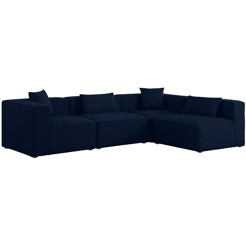 Meridian Furniture Cube Navy Durable Linen Modular Sectional