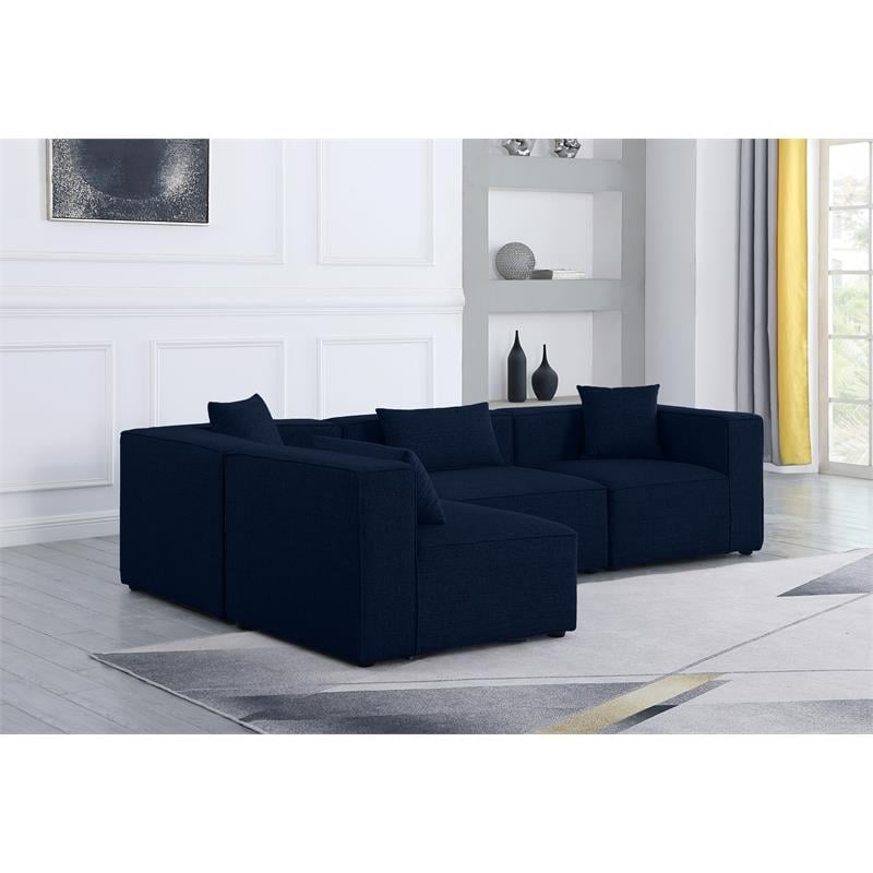 Meridian Furniture Cube Navy Durable Linen Modular Sectional